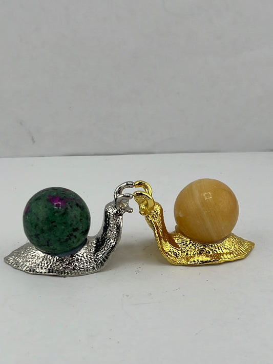 Ruby Zoisite and Yellow Calcite "Garden Guardians" Sets