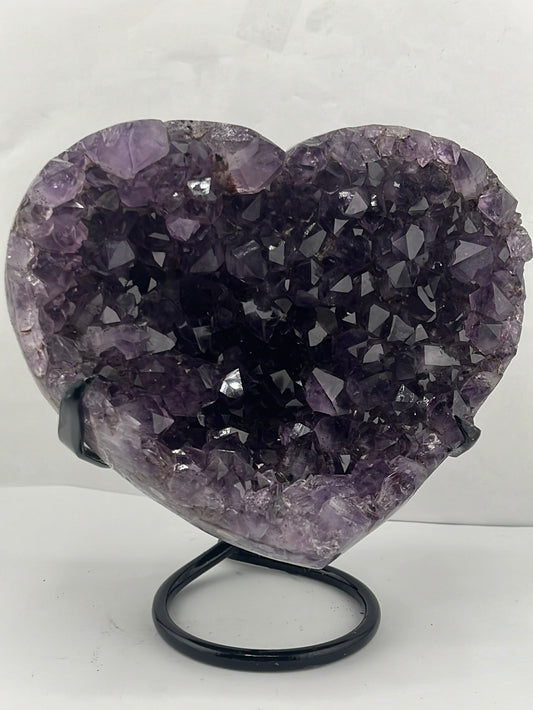 Amethyst Heart Geode on a Stand