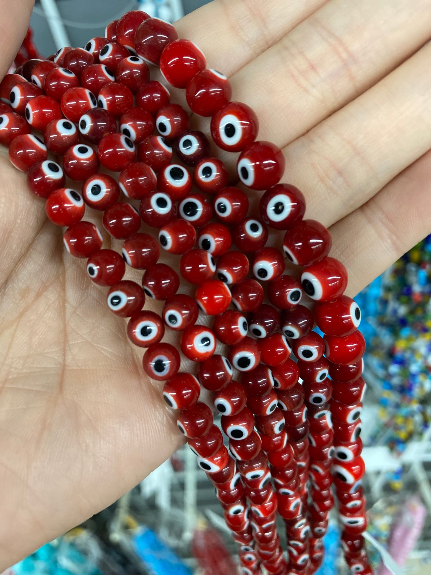 Round Red Evil Eye Beads