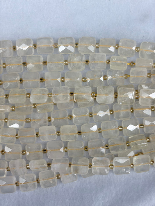 Faceted Lemon Quartz Square Beads