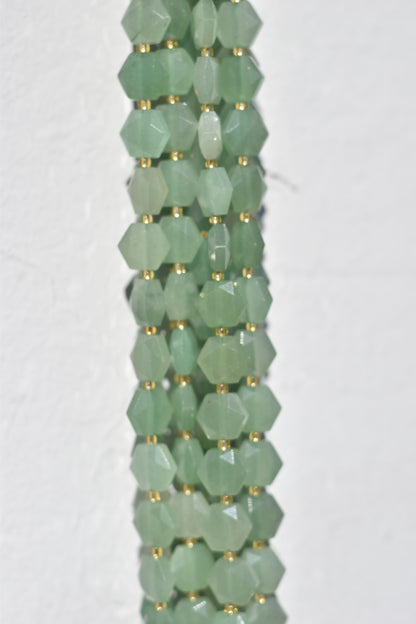 Faceted Green Aventurine Hexagon Beads