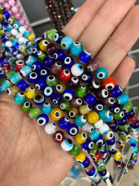 Round Multicolor Evil Eye Beads