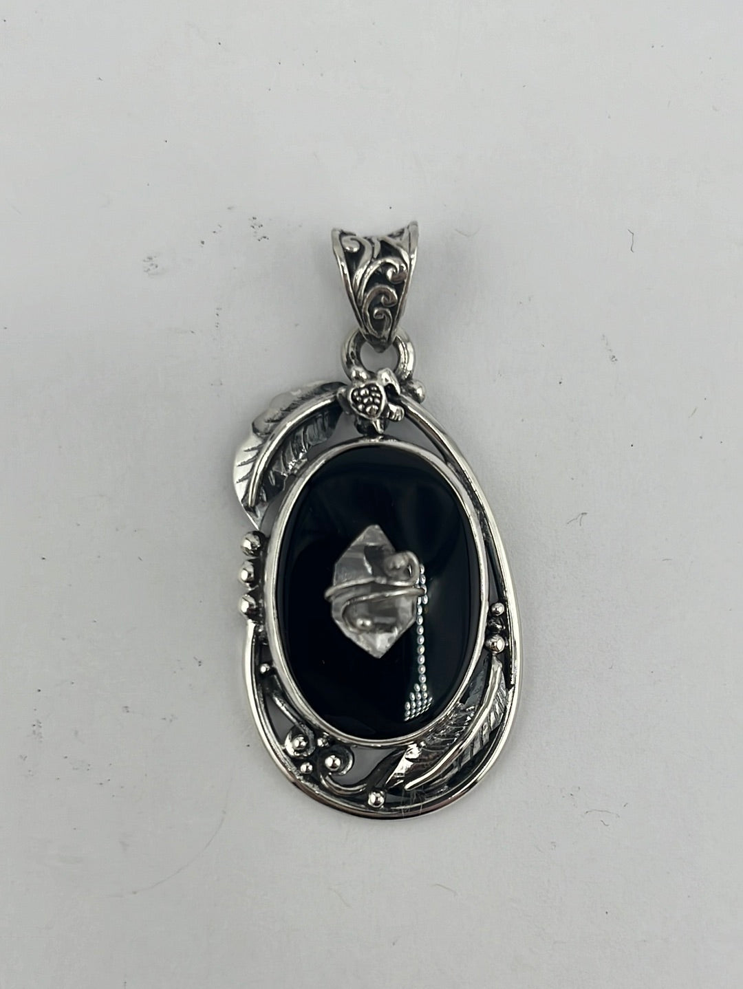 S.S. Shlomo Black Onyx and Herkimer Diamond Pendants