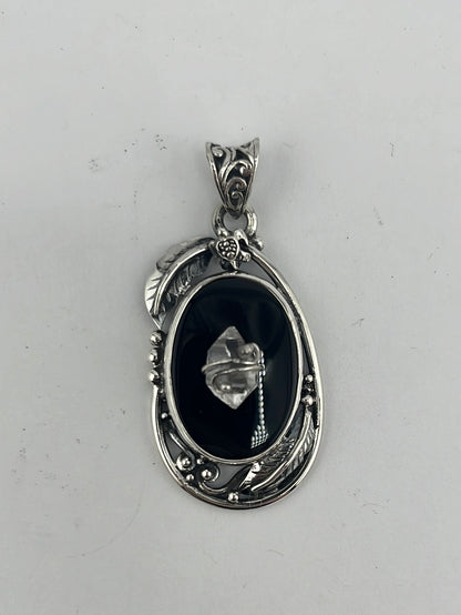 S.S. Shlomo Black Onyx and Herkimer Diamond Pendants