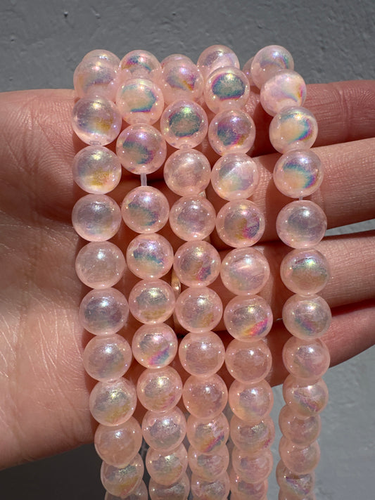 Iridescent Sunset Pink Selenite Beads