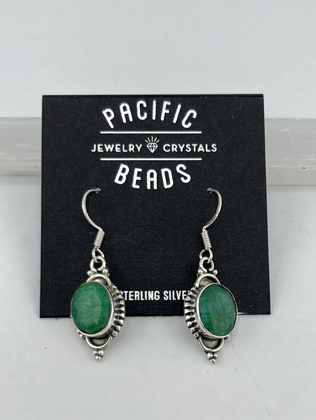 S.S. Emerald Oval Drop Earrings