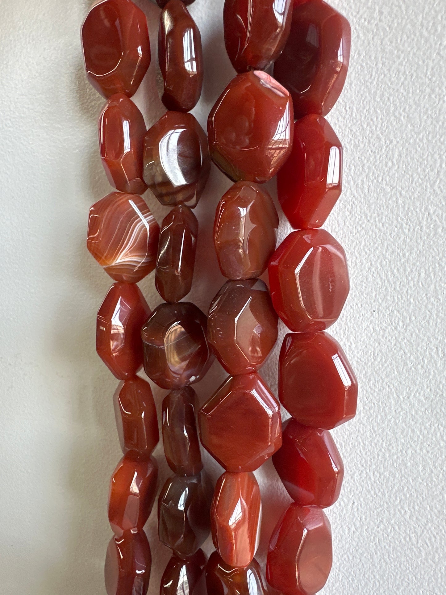 Faceted Carnelian Nugget Beads