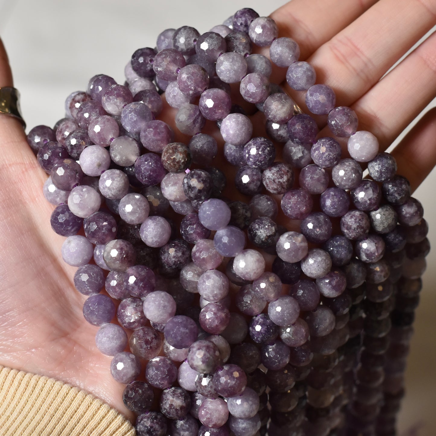 Faceted Lepidolite Beads