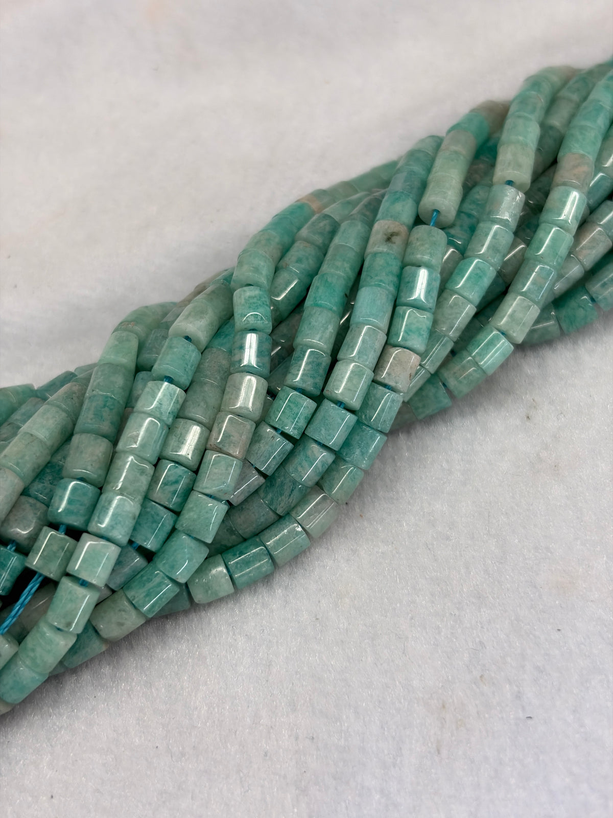 Blue Amazonite Short Tube Beads