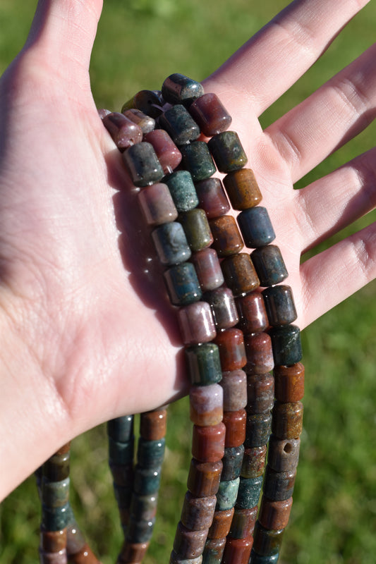 Indian Agate Wide Tube Beads