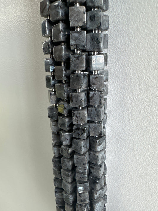 Black Labradorite Cube Beads