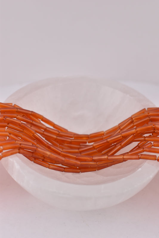 Long Carnelian Tube Beads