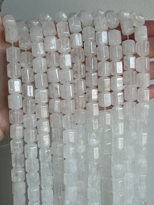 Wide Hole Clear Quartz Hexagon Beads