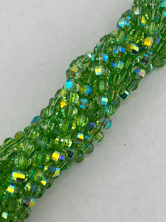 Green Peacock Rondelle Faceted Beads