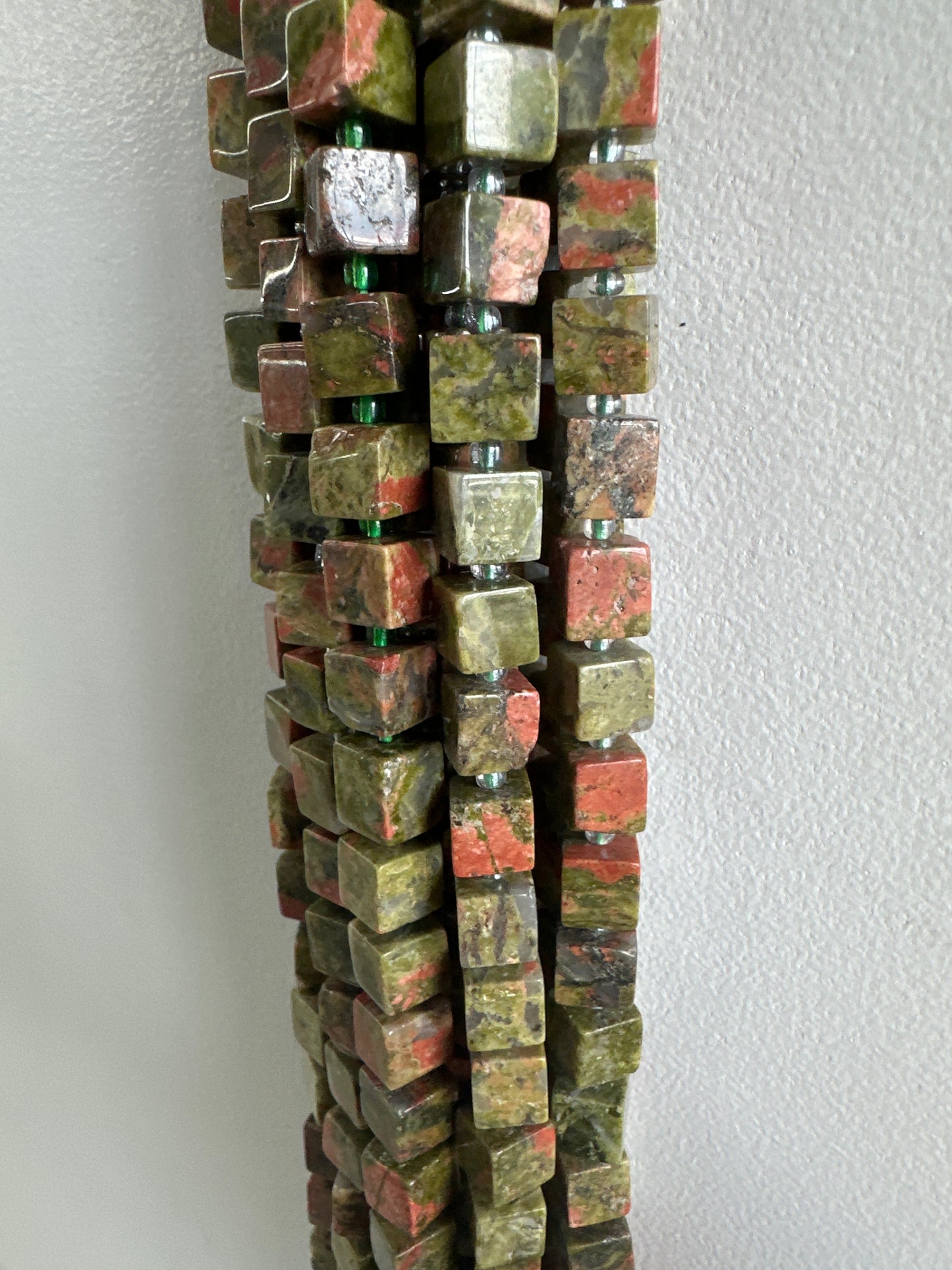 Unakite Cube Beads