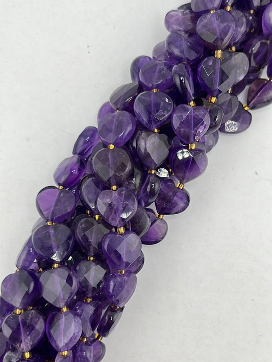 Faceted Amethyst Heart Beads