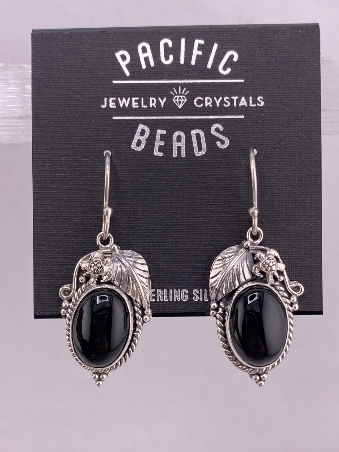 Sterling silver black onyx earrings available at wholesale and retail prices, only at our crystal shop in San Diego!