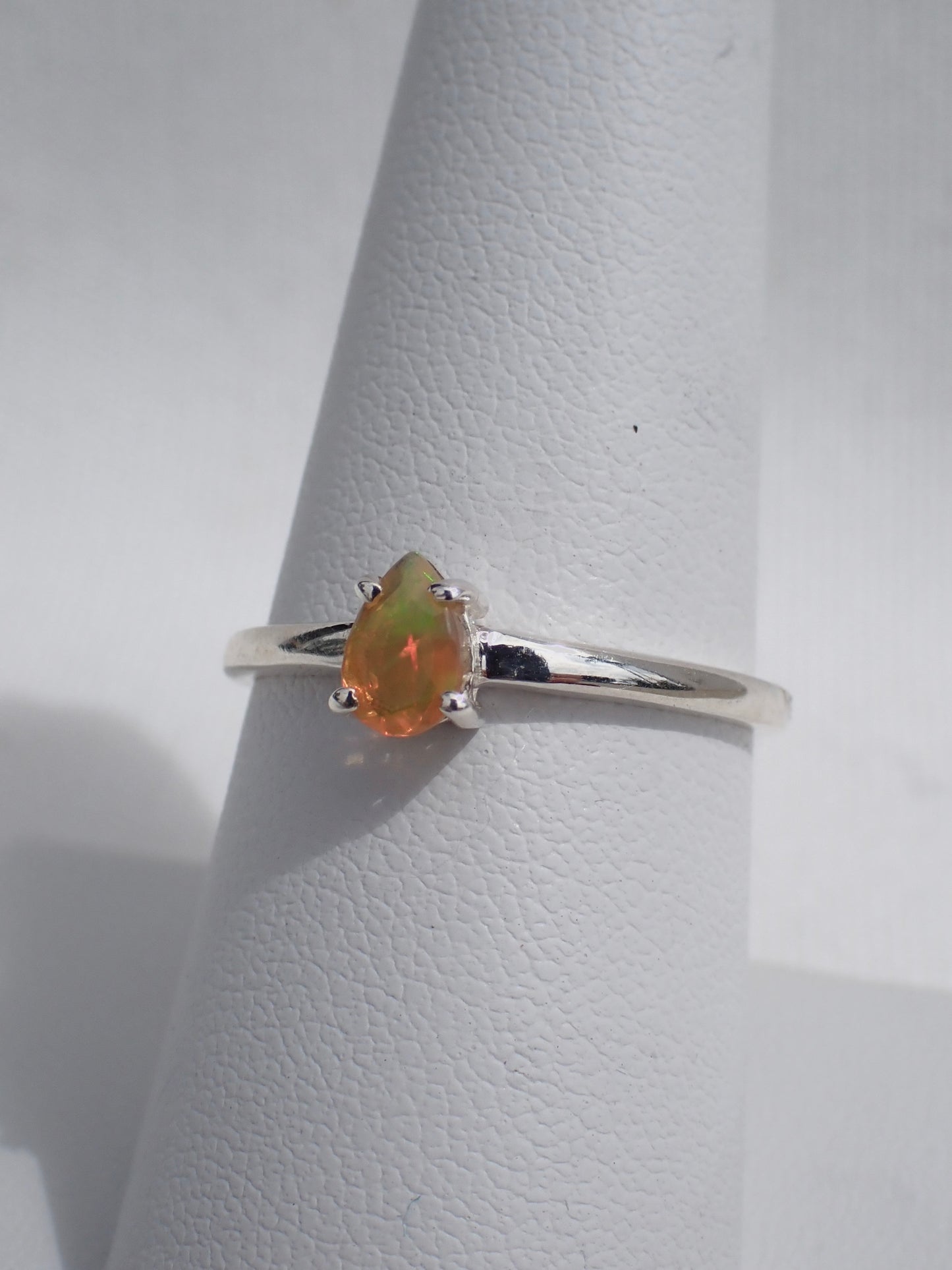 S.S. Faceted Opal Teardrop Ring