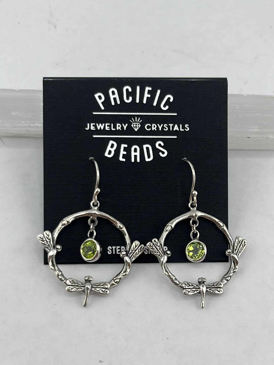 Pacific Beads peridot, citrine dragon fly earrings