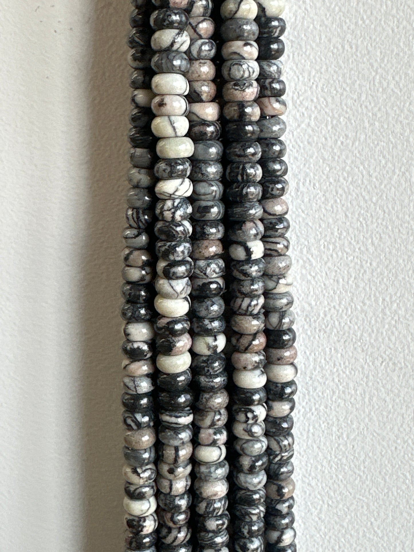 Black Zebra Jasper Rondelle Beads