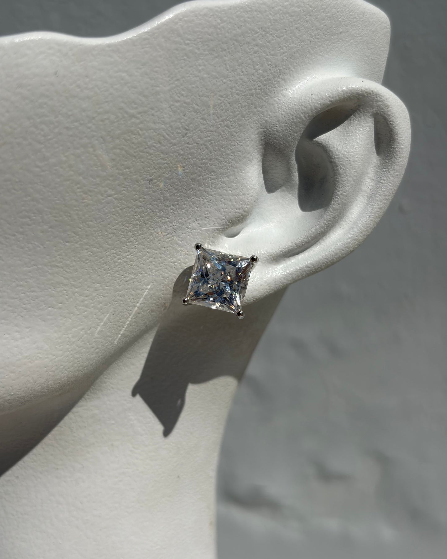 S.S. Moissanite Princess Stud Earrings