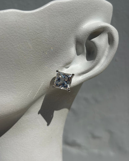 S.S. Moissanite Princess Stud Earrings