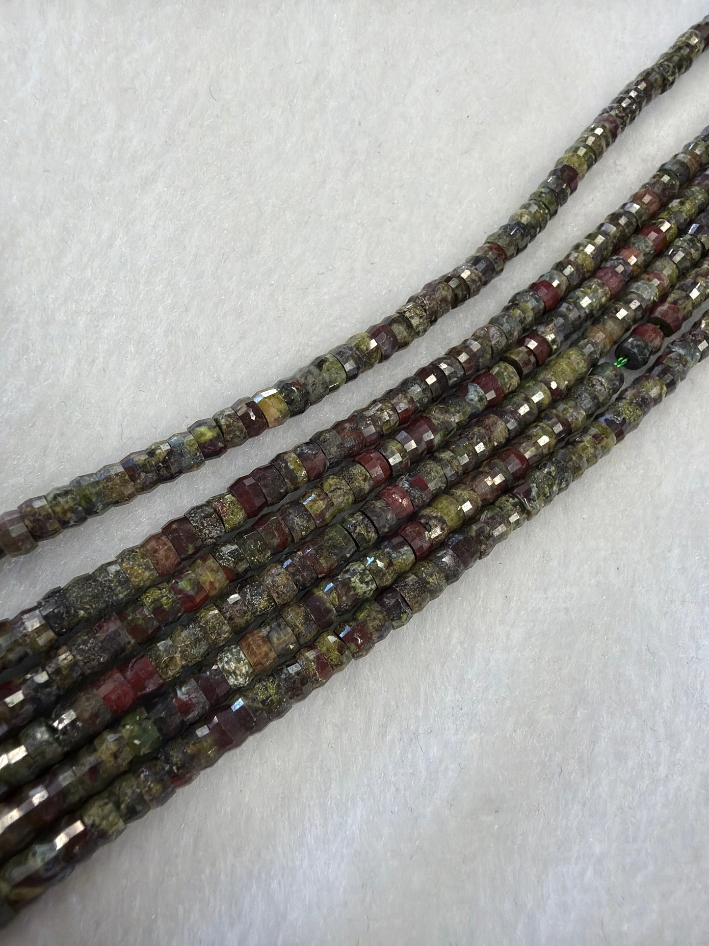 Faceted Dragon Bloodstone Heishi Beads