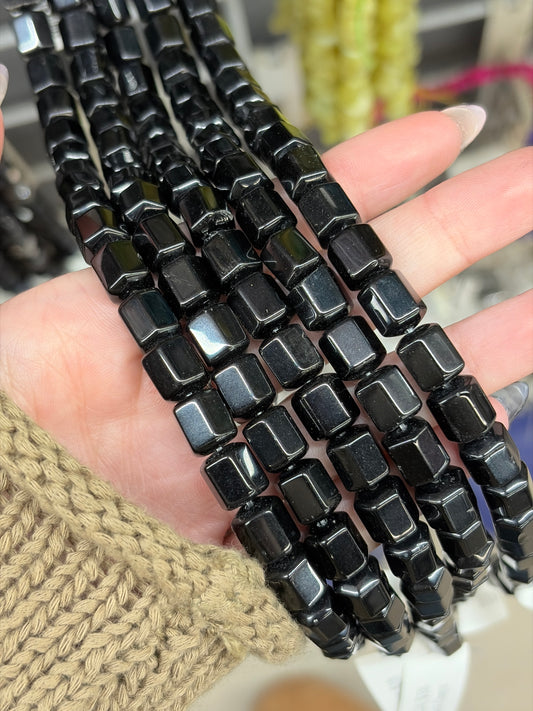 Wide Hole Onyx Hexagon Beads