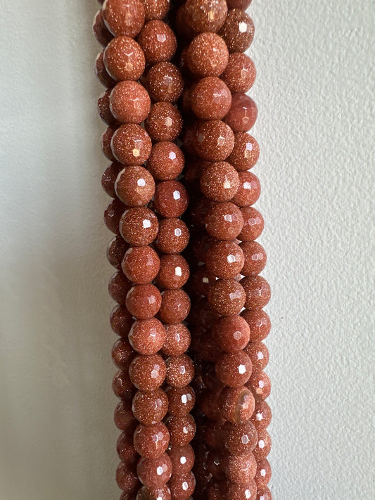 Faceted Brown Sandstone Beads