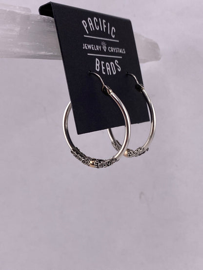 S.S. 18k Gold Balinese Hoop Earrings