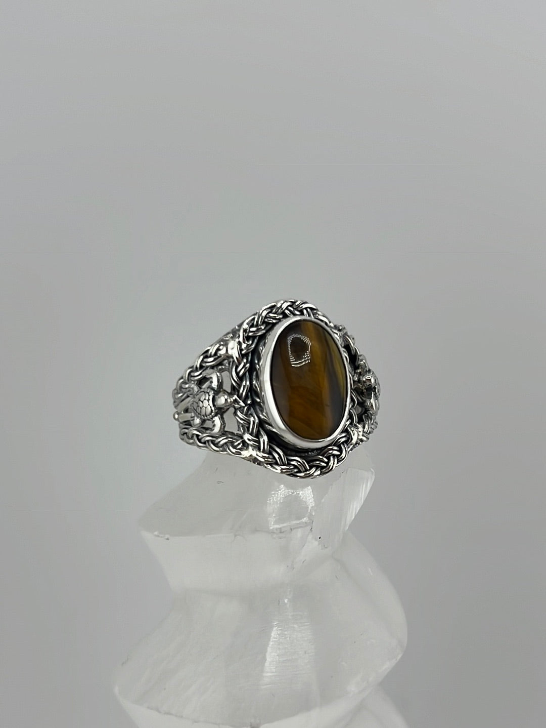 Sterling silver Shlomo designer tiger eye ring available at wholesale and retail prices, only at our crystal shop in San Diego!