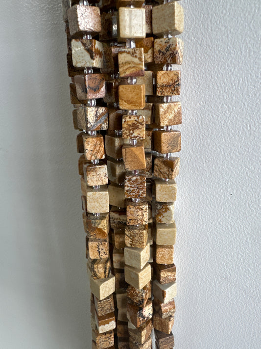 Picture Jasper Cube Beads