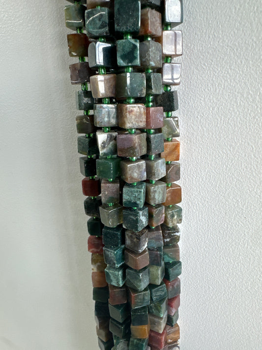Indian Agate Cube Beads