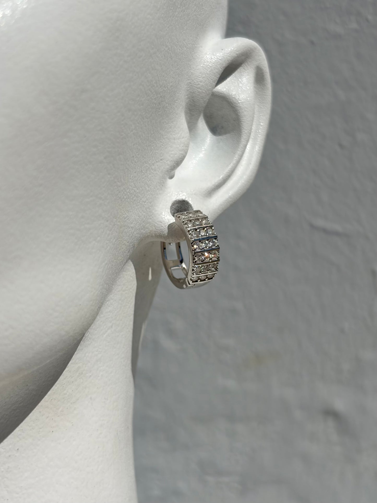S.S. Moissanite Lateral Huggie Earrings