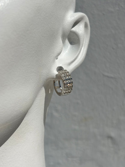 S.S. Moissanite Lateral Huggie Earrings