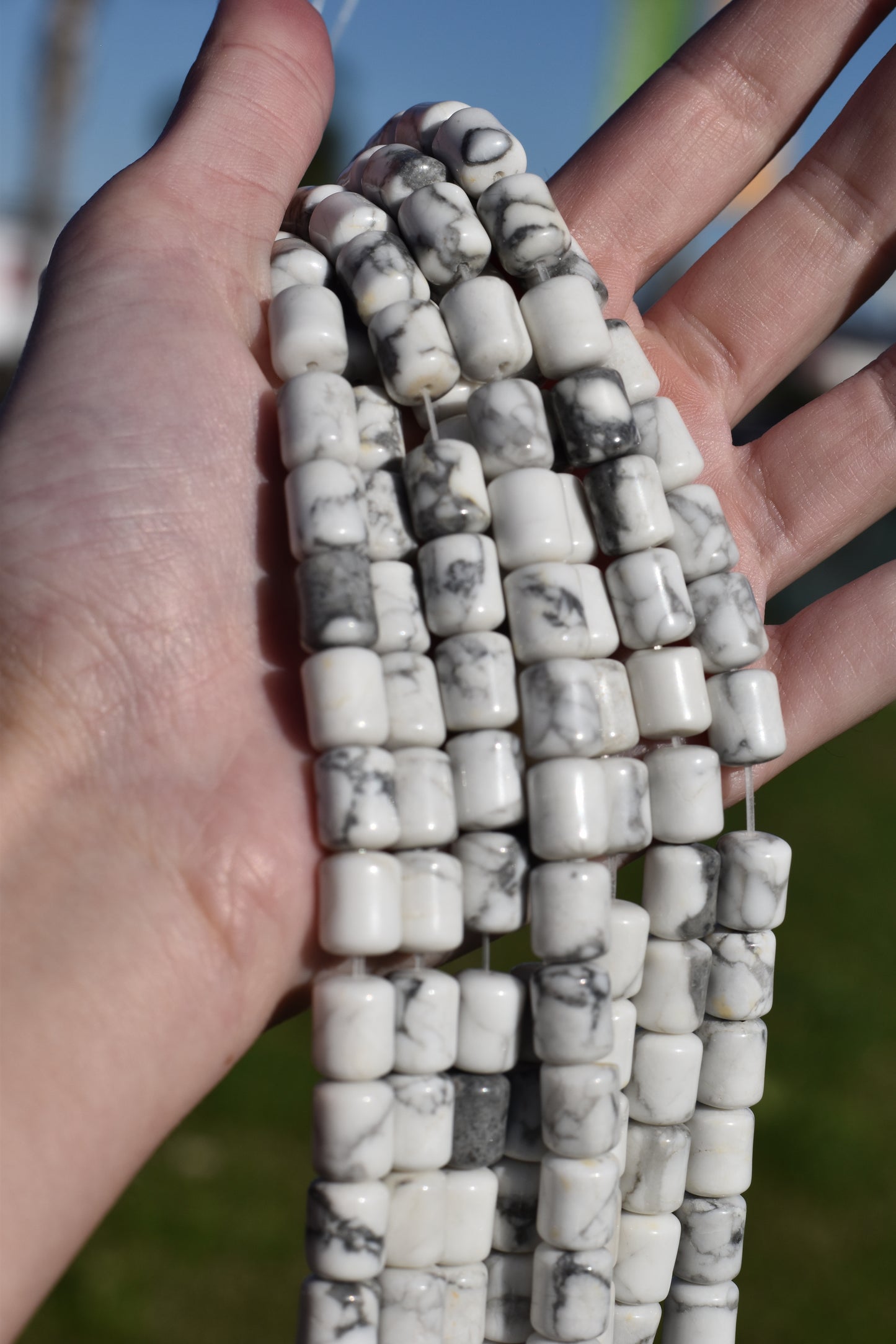 Crafting supplies such as howlite tube beads available at wholesale and retail prices, only at our crystal shop in San Diego