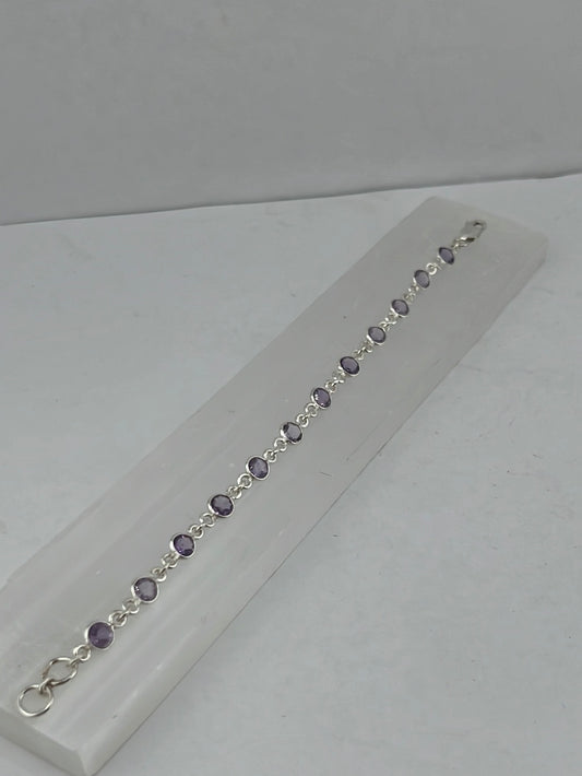 Pacific Beads amethyst sterling silver bracelet