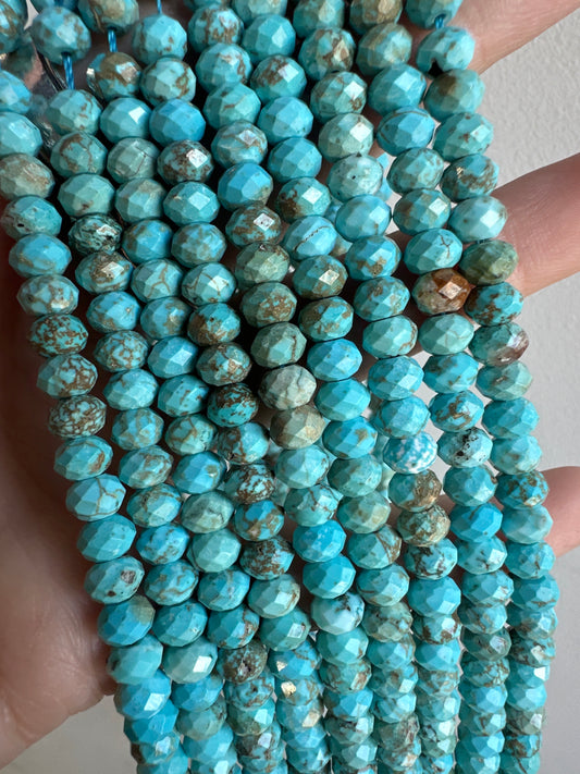 Faceted Turquoise Rondelle Beads