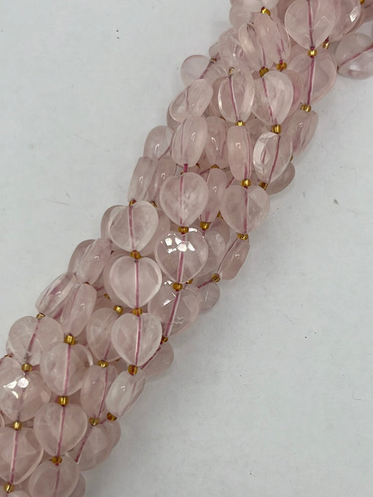 Faceted Rose Quartz Heart Beads