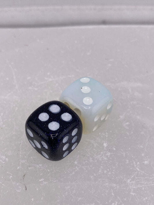 Opalite and Blue Goldstone Dice (2pc)
