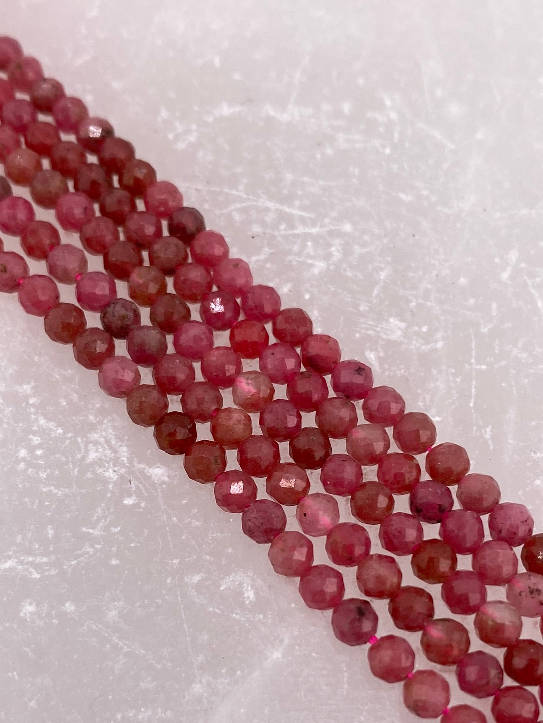 A Grade Faceted Pink Rhodonite Beads