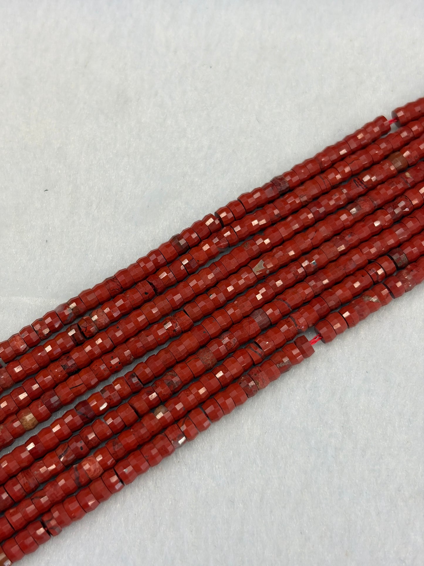 Faceted Red Jasper Heishi Beads