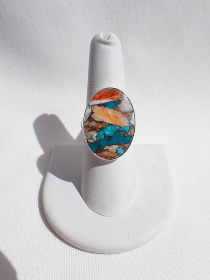 S.S. Spiny Oyster, Turquoise, and Copper Rings