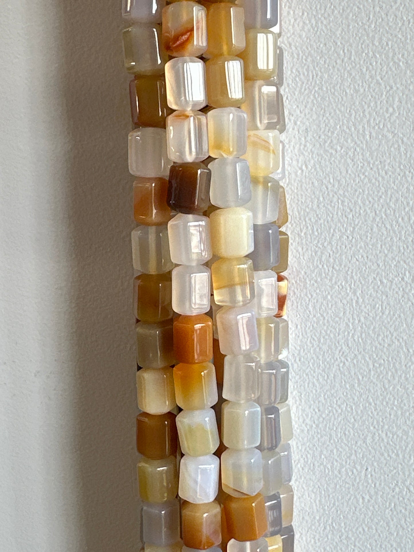 Wide Hole Agate Hexagon Beads