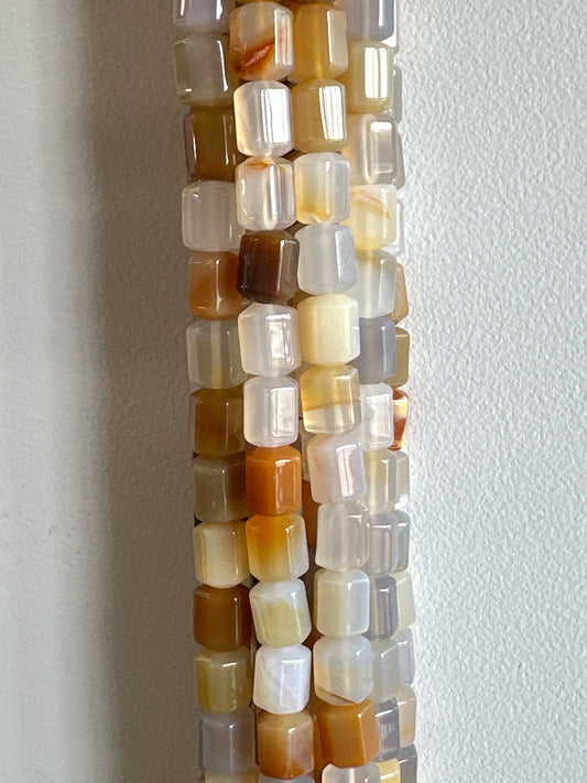 Wide Hole Agate Hexagon Beads