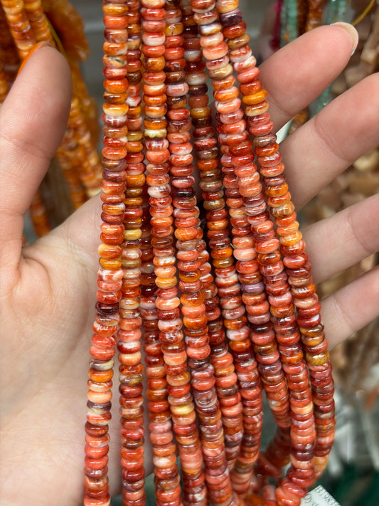 Red Oyster Shell Graduated Rondelle Beads