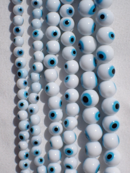 Round White Evil Eye Beads