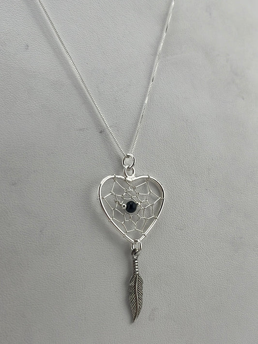 S.S. Black Onyx Heart Dream Catcher Necklaces