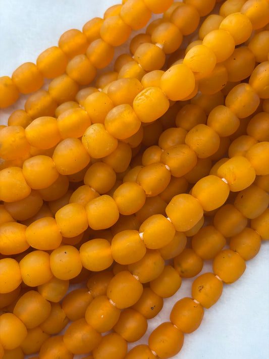 Marigold Glass Drum Beads