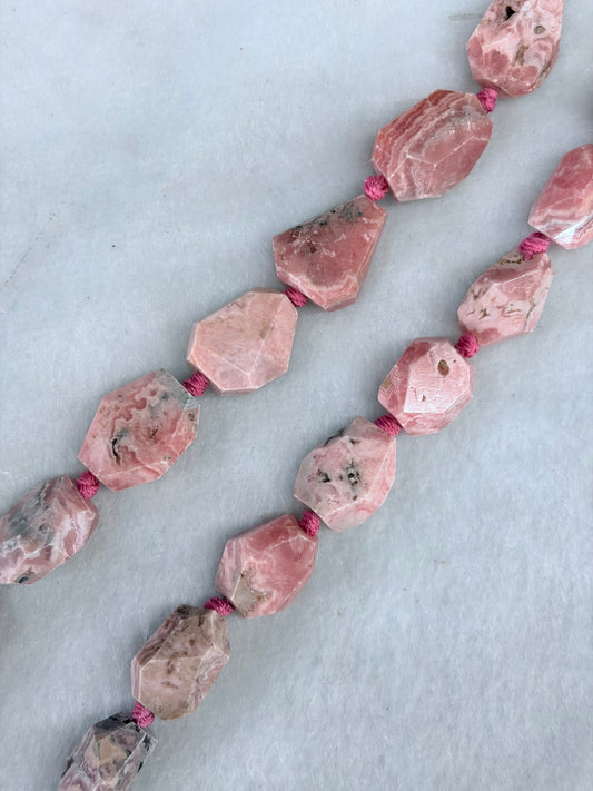 Faceted Rhodocrosite Nugget Beads